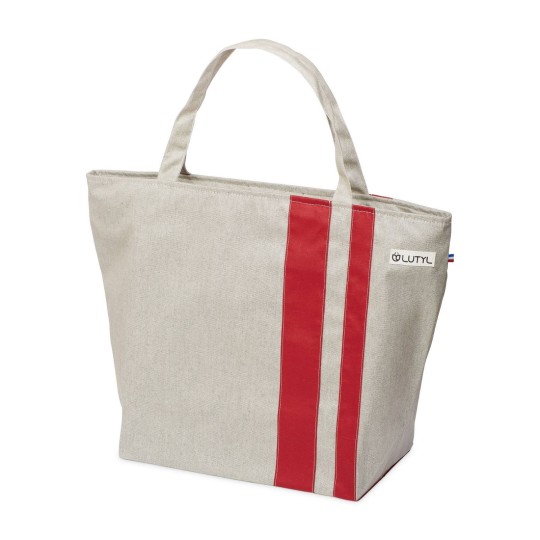 Lutyl - Sac week-end coton enduit uni gris et rouge